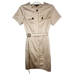 Brooks Brothers Tan Khaki Button Front Belted Dress Size 14. Scarf not included.